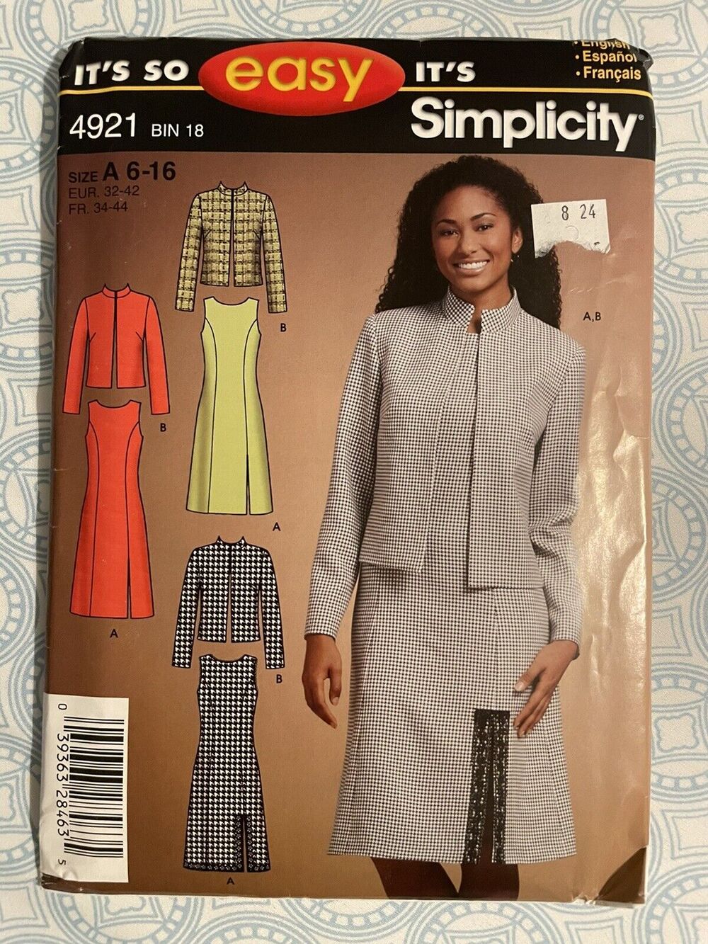 Simplicity 4921 Misses/Miss Petite Dress & Lined Jacket size 6-16 New Uncut
